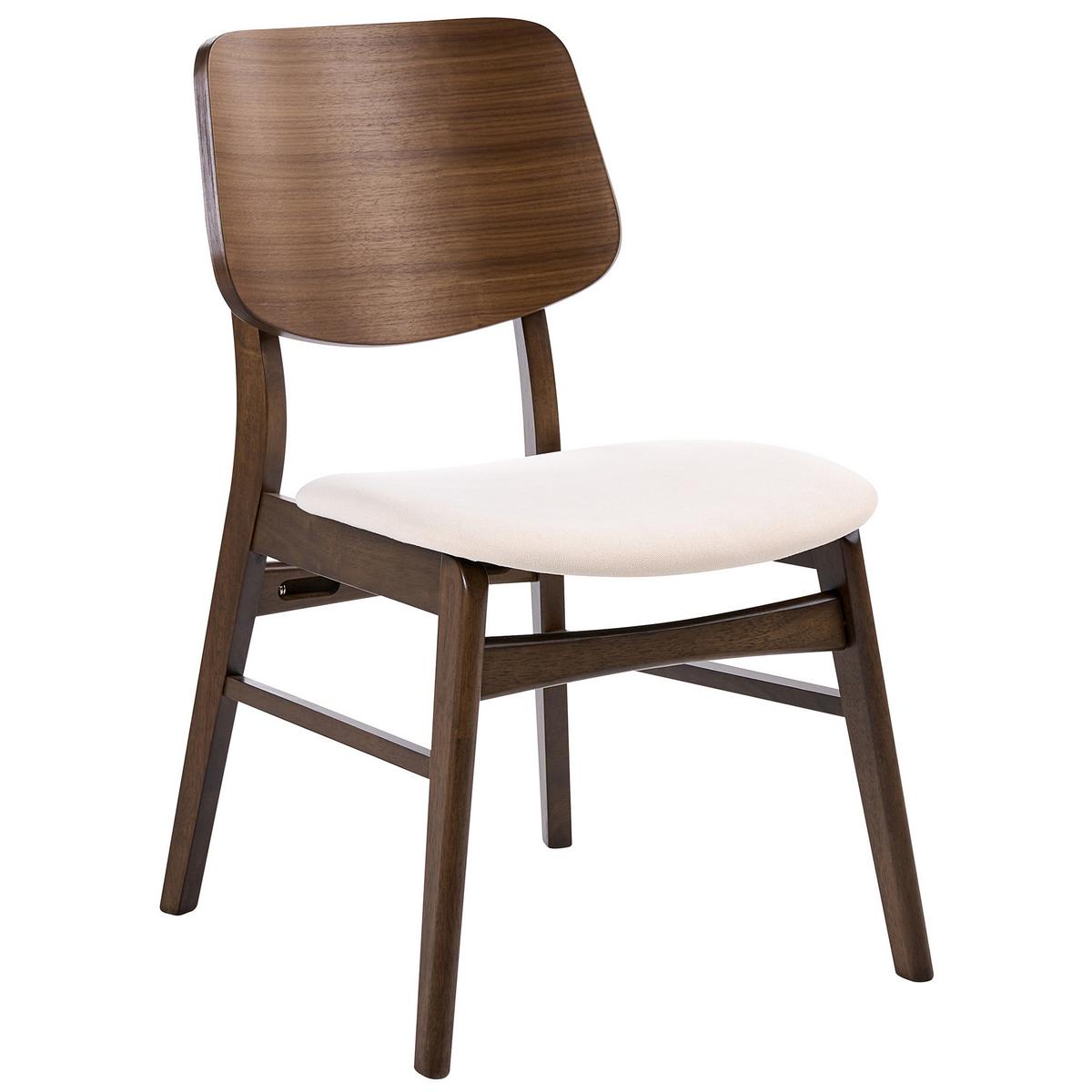 ESSZIMMERSTUHL 2er-Set Stoff Cremeweiß/Braun Mayer - Weiß, Textil (50/80/59cm) - Beliani