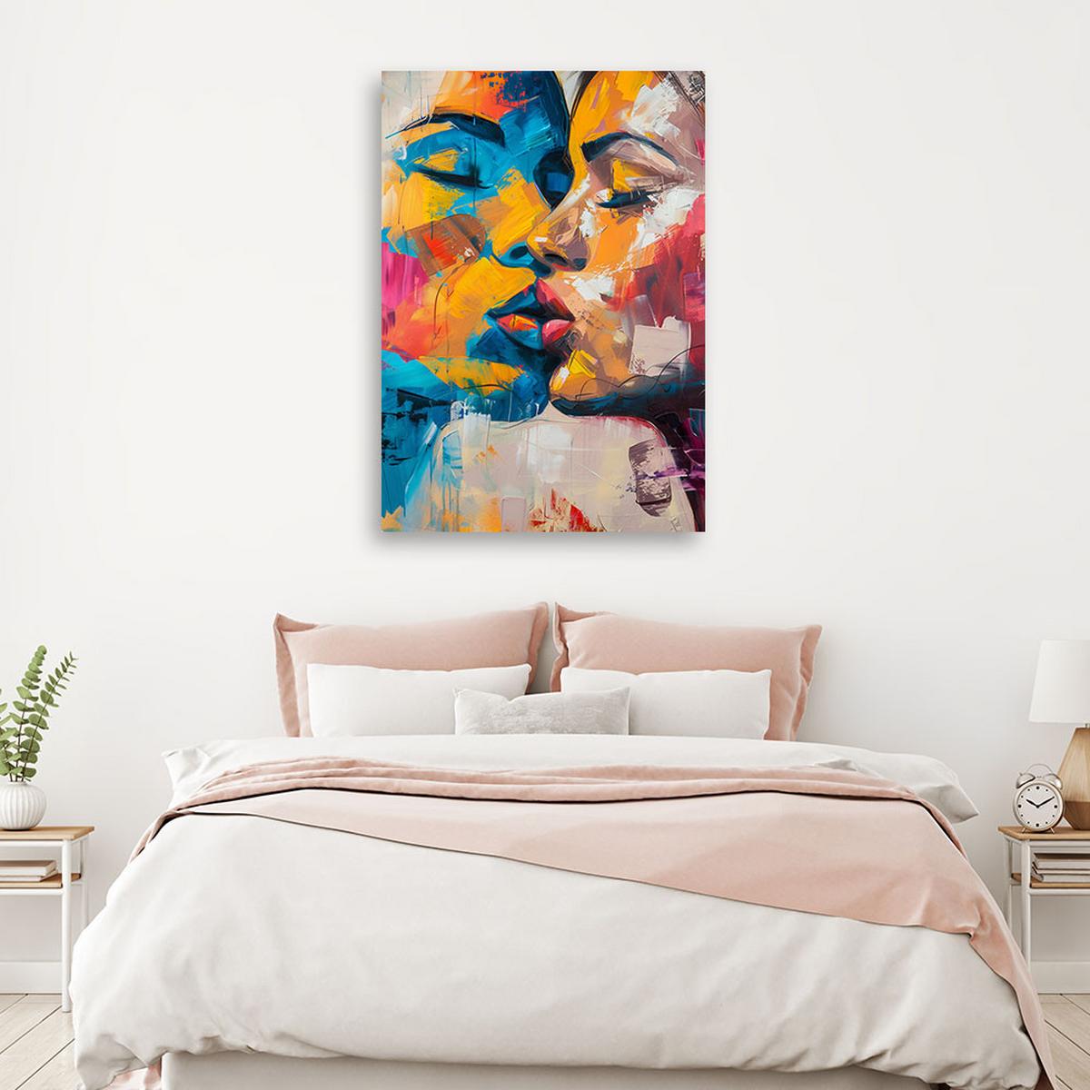 LEINWANDBILD Liebeskuss 70x100cm - Multicolor, Textil (70/100cm) - Feeby