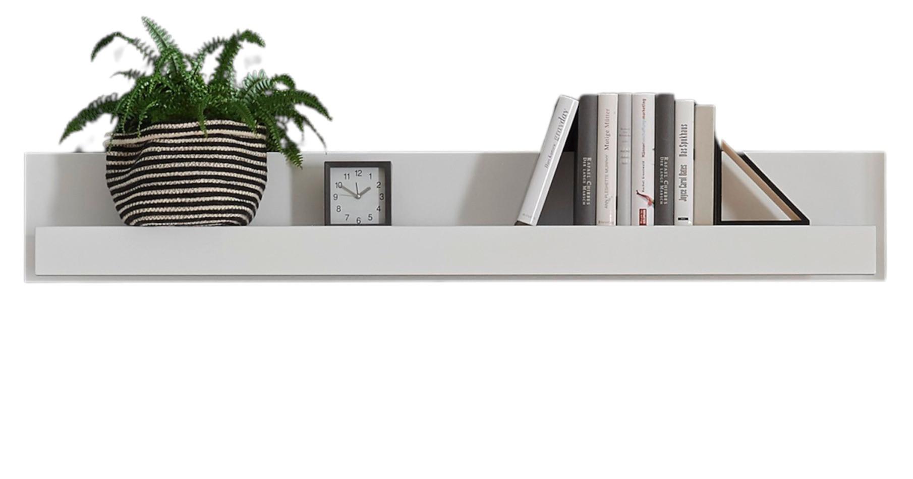 WANDBOARD weiß, Hochglanz, Wandregal, 150 x 22 cm - Weiß Hochglanz, Holzwerkstoff (150/22/18cm) - Furn.Design
