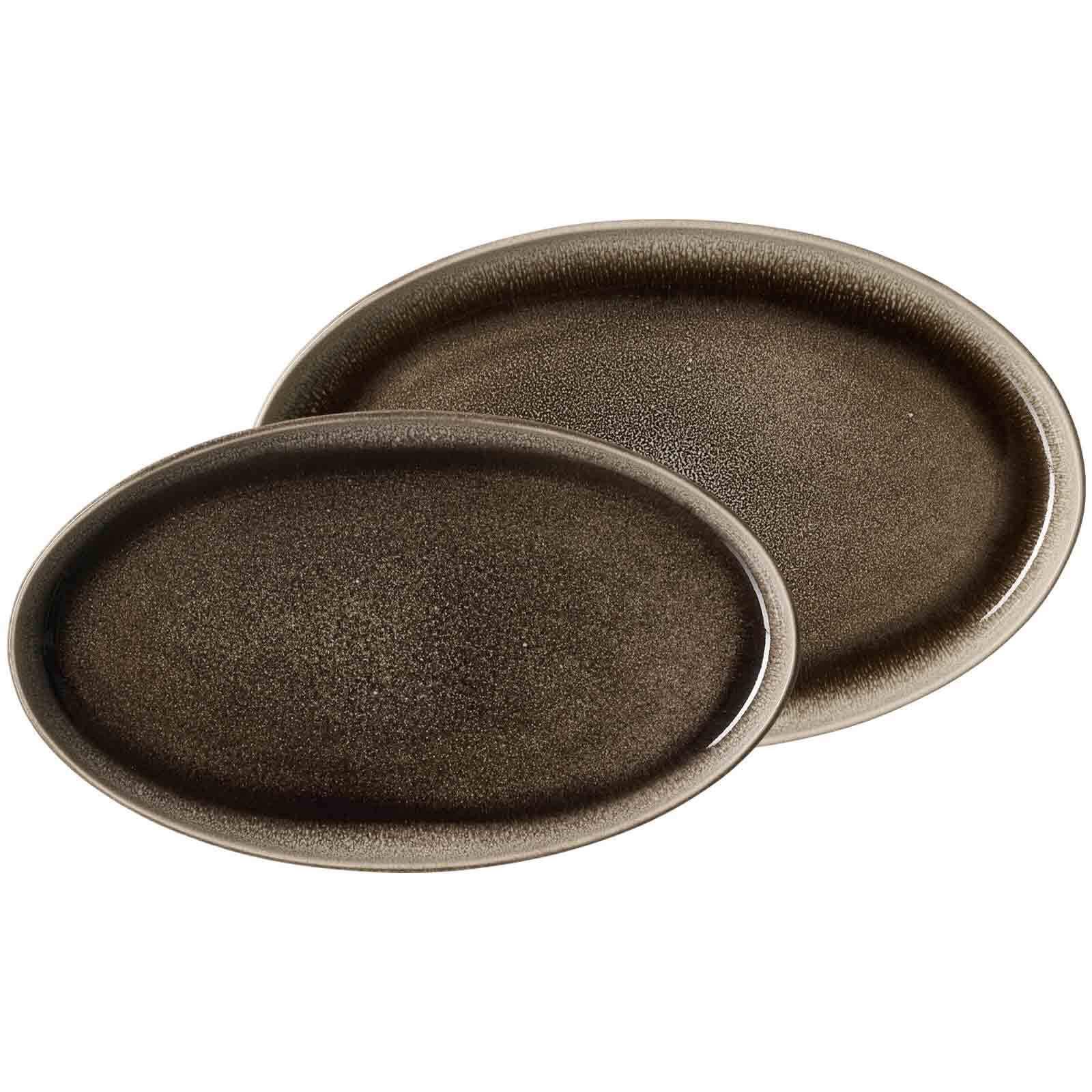 SERVIERPLATTENSET Eda braun 2-tlg. - Braun, Keramik (2/2/2cm) - Ritzenhoff Breker