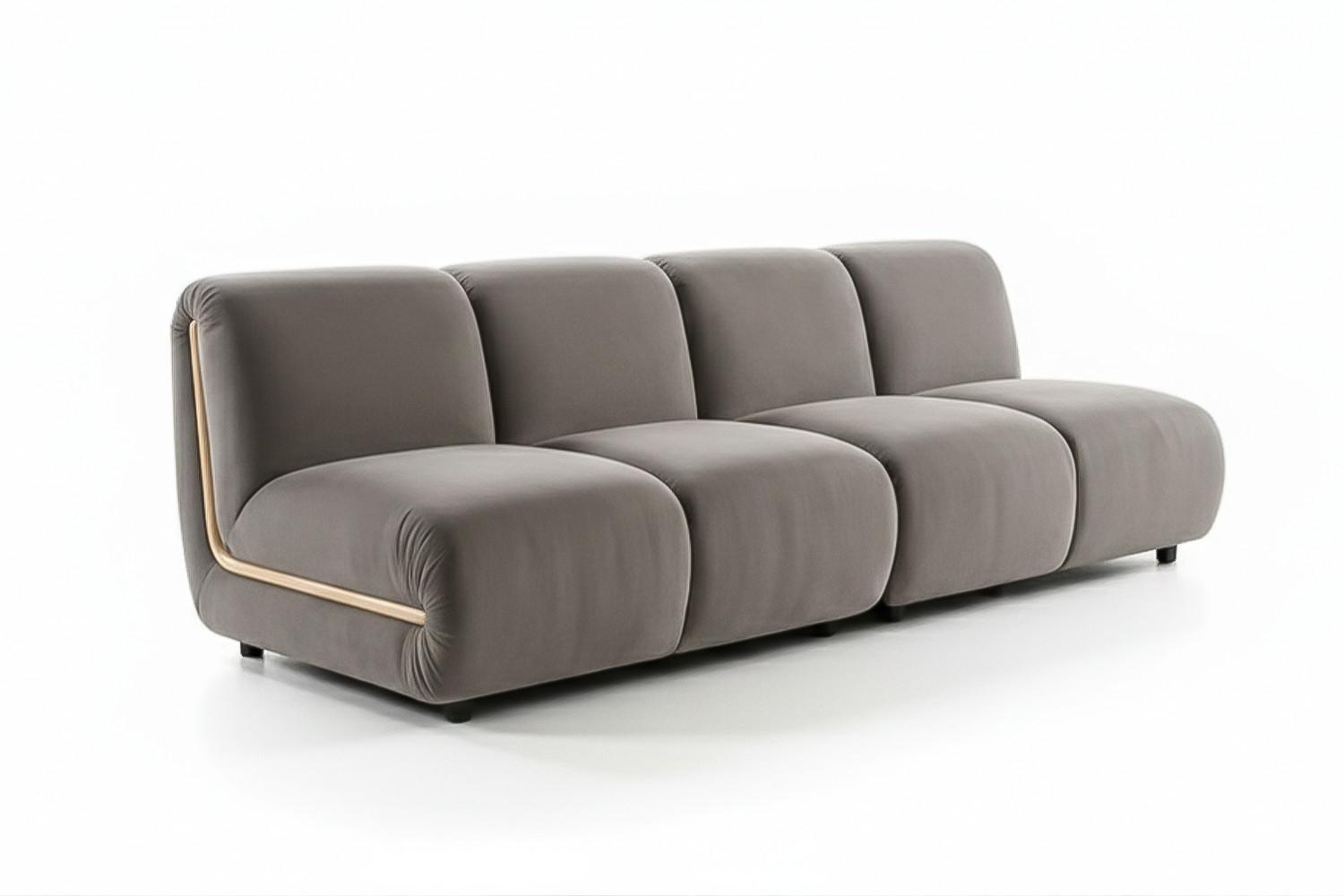 MODULSOFA LAYLA Taupe Velvet - Taupe/Schwarz, Buchenholz/Textil (183/74/99cm) - KAWOLA