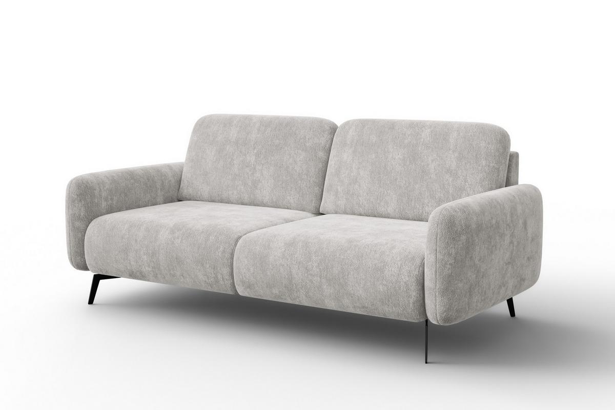 SOFA FEBE 3-Sitzer, hellgrauer Chenille-Stoff - Hellgrau/Schwarz, Holz/Textil (190/82/96cm) - Wozimo