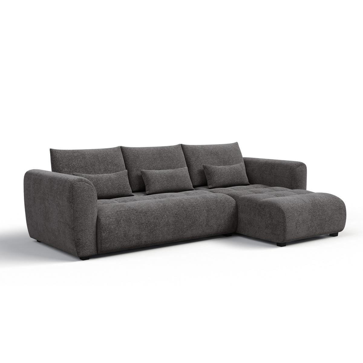 ECKSOFA SORENO 4-Sitzer, dunkelgrau - Dunkelgrau/Schwarz, Holz/Textil (293/171cm) - Wozimo