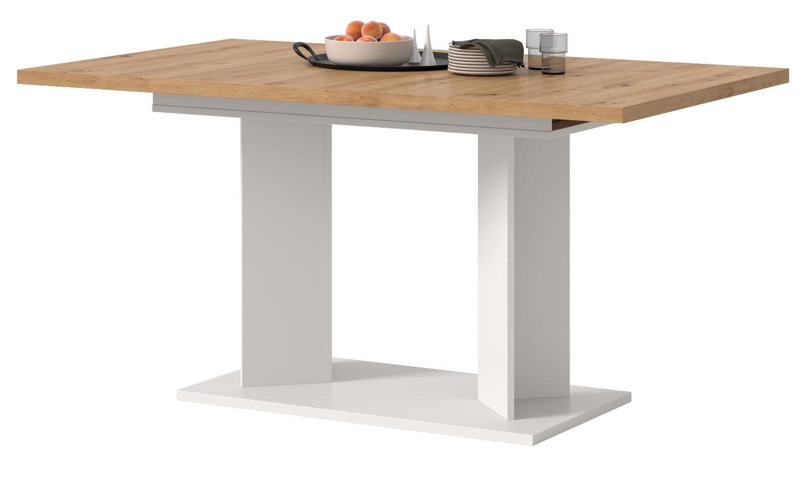 ESSTISCH Eiche Artisan, weiß 150 - 190 x 90 cm, Küchentisch ausziehbar - Eiche Artisan/Weiß, Holzwerkstoff (90/150/76cm) - Inn.Furn