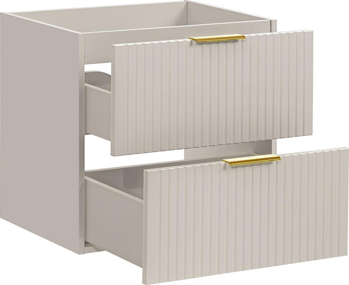 DOPPELWASCHTISCH Niva hängend geriffelt in Kaschmir Matt 121/59/46 cm - Kaschmir/Beige, Holzwerkstoff/Kunststoff (121/58.5/46cm) - WFL GROUP