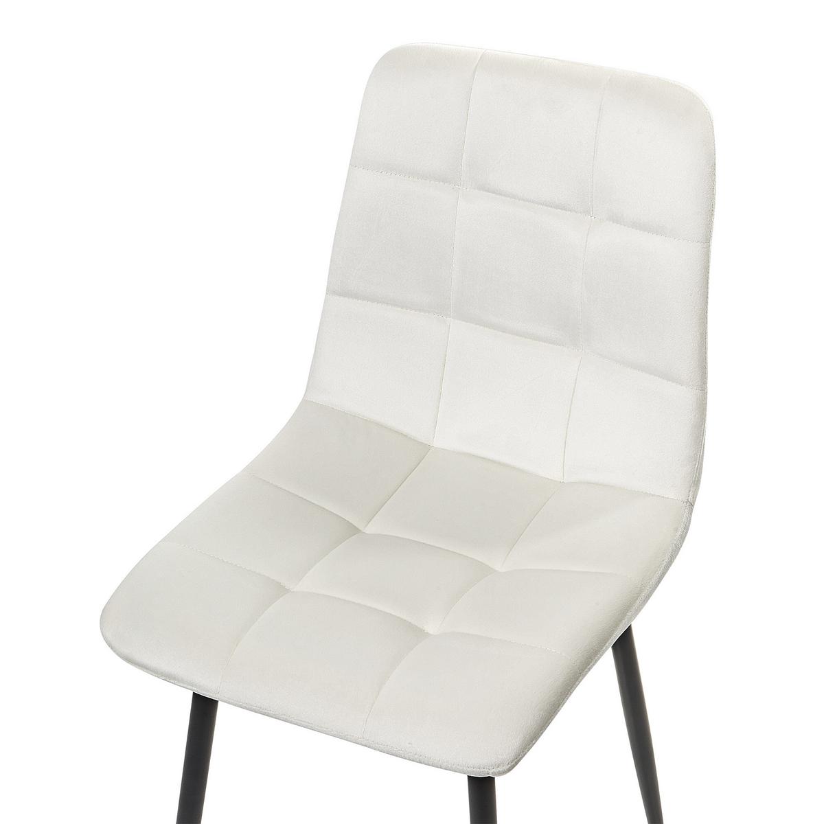 ESSZIMMERSTUHL 4er-Set Samtstoff Cremeweiß Powell - Schwarz/Weiß, Textil (45/88/62cm) - Beliani