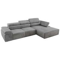 ECKSOFA RILASSO L Hellgrau Velvet - rechts - Hellgrau/Schwarz, Kunststoff/Textil (174/296cm) - MKS