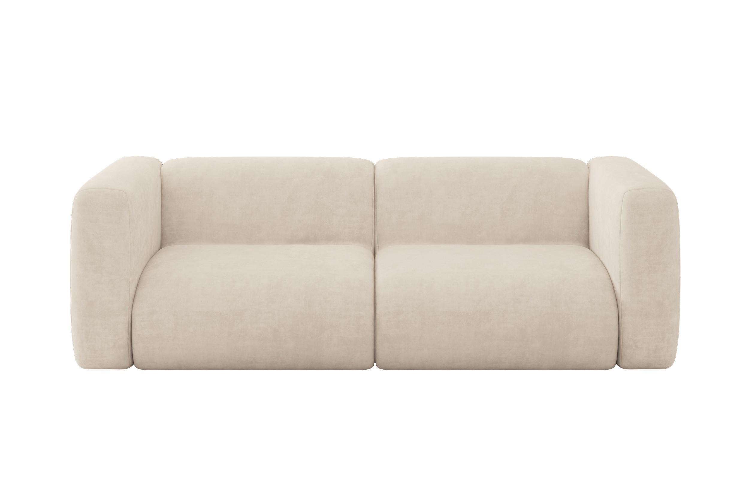 MODULARES Sofa 2-SITZER MIRA-S1 228x89x70 Beige cm Velours - Greige/Beige, Holzwerkstoff/Kunststoff (228/70/89cm) - ALTDECOR