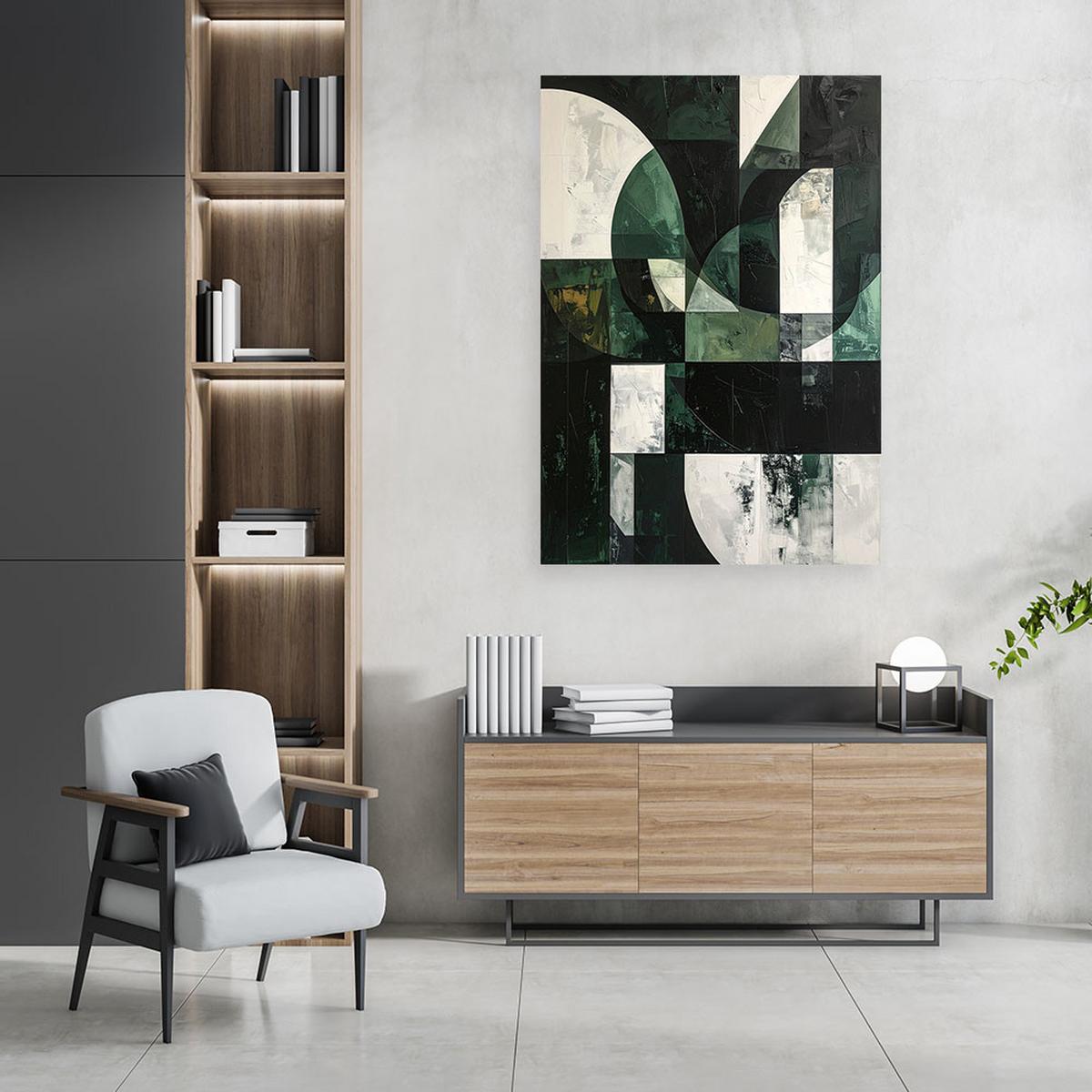 LEINWANDBILD 3D und geometrisch 80x120cm - Grün, Textil (80/120cm) - Feeby