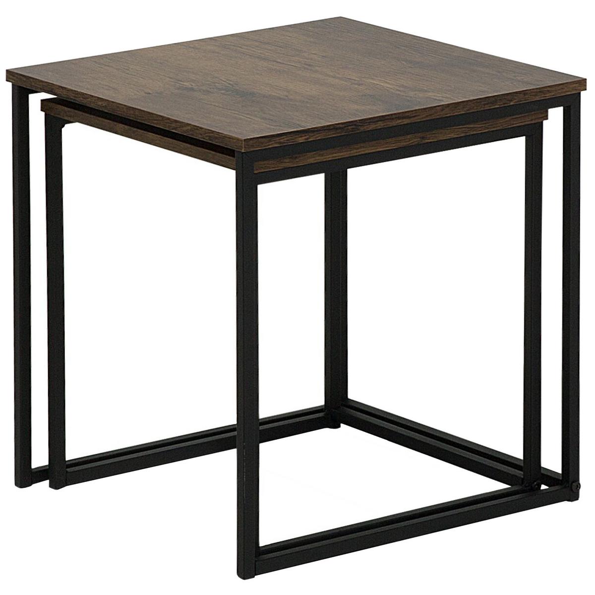 BEISTELLTISCH 2er-Set Quadratisch Holz, Schwarz Denny - Dunkelbraun, Holzwerkstoff (35/35/42cm) - Beliani