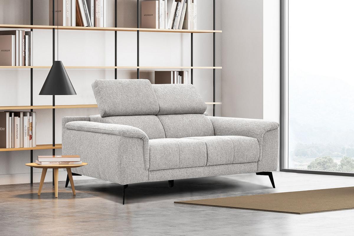 SOFA FIERO 2-Sitzer, hellgrau - Hellgrau/Schwarz, Holzwerkstoff/Textil (170/82/103cm) - Wozimo