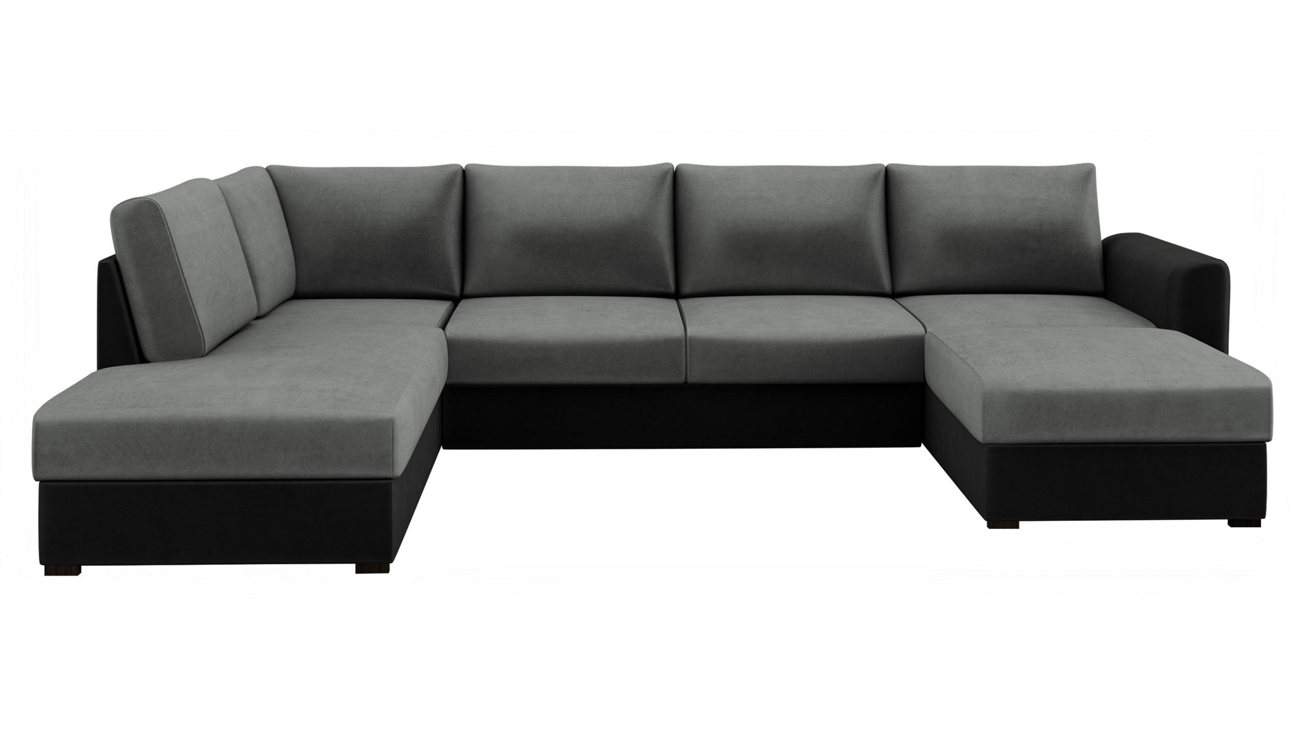 WOHNLANDSCHAFT Wilma Premium, Seite: Links - Schwarz/Grau, Holz/Textil (305/85/188cm) - MIRJAN24