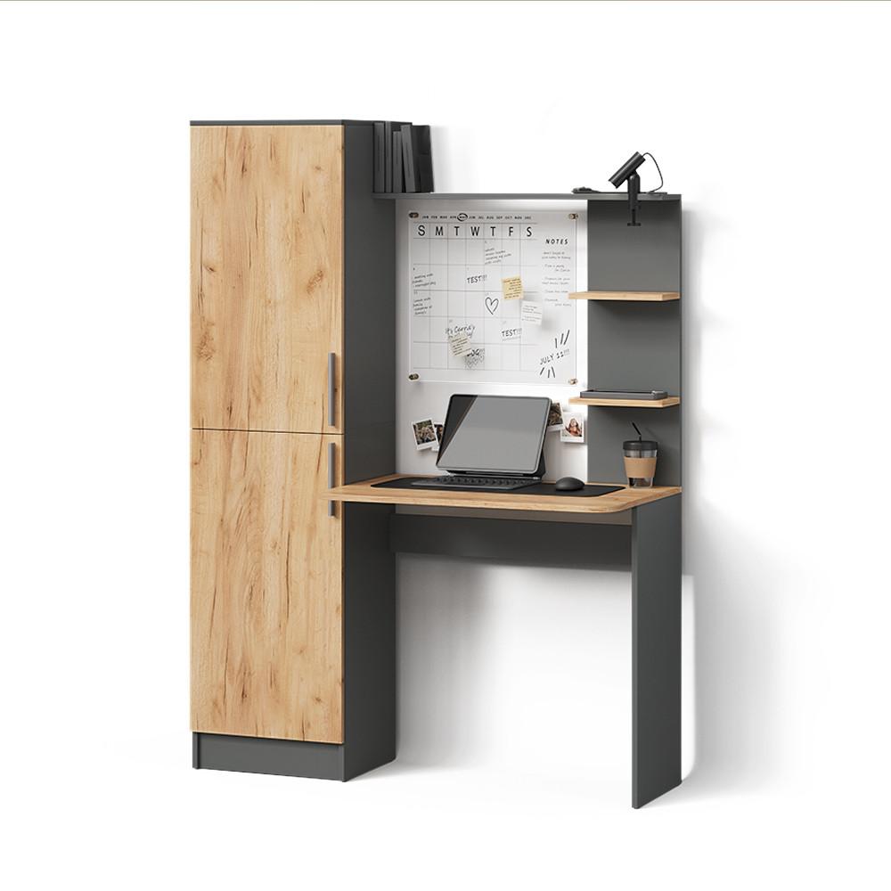 SCHREIBTISCH Rina Anthrazit/Goldkraft Eiche 122.9 x 168 cm - Honigeiche/Anthrazit, Holzwerkstoff (52/122.9/168cm) - Livinity®