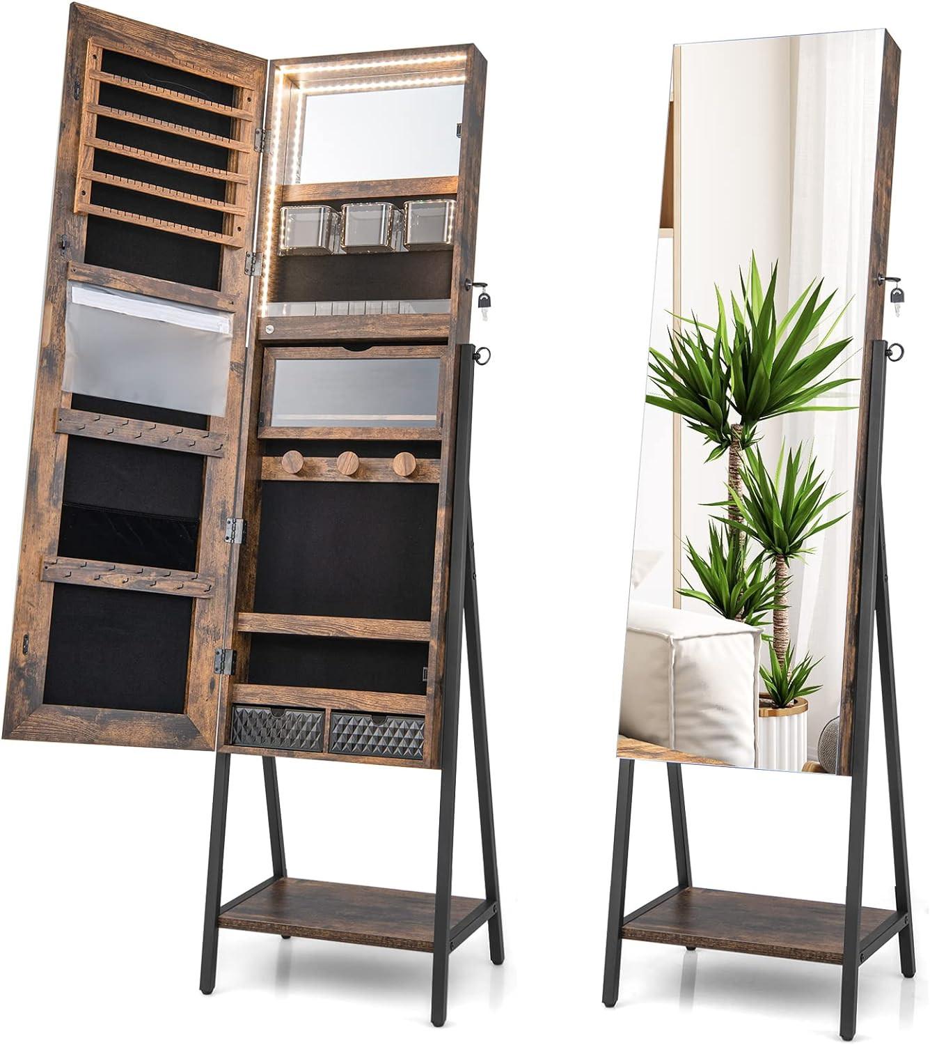 SCHMUCKSCHRANK Vintage Eiche Dekor - Alteiche, Holz (42/157/37cm) - COSTWAY