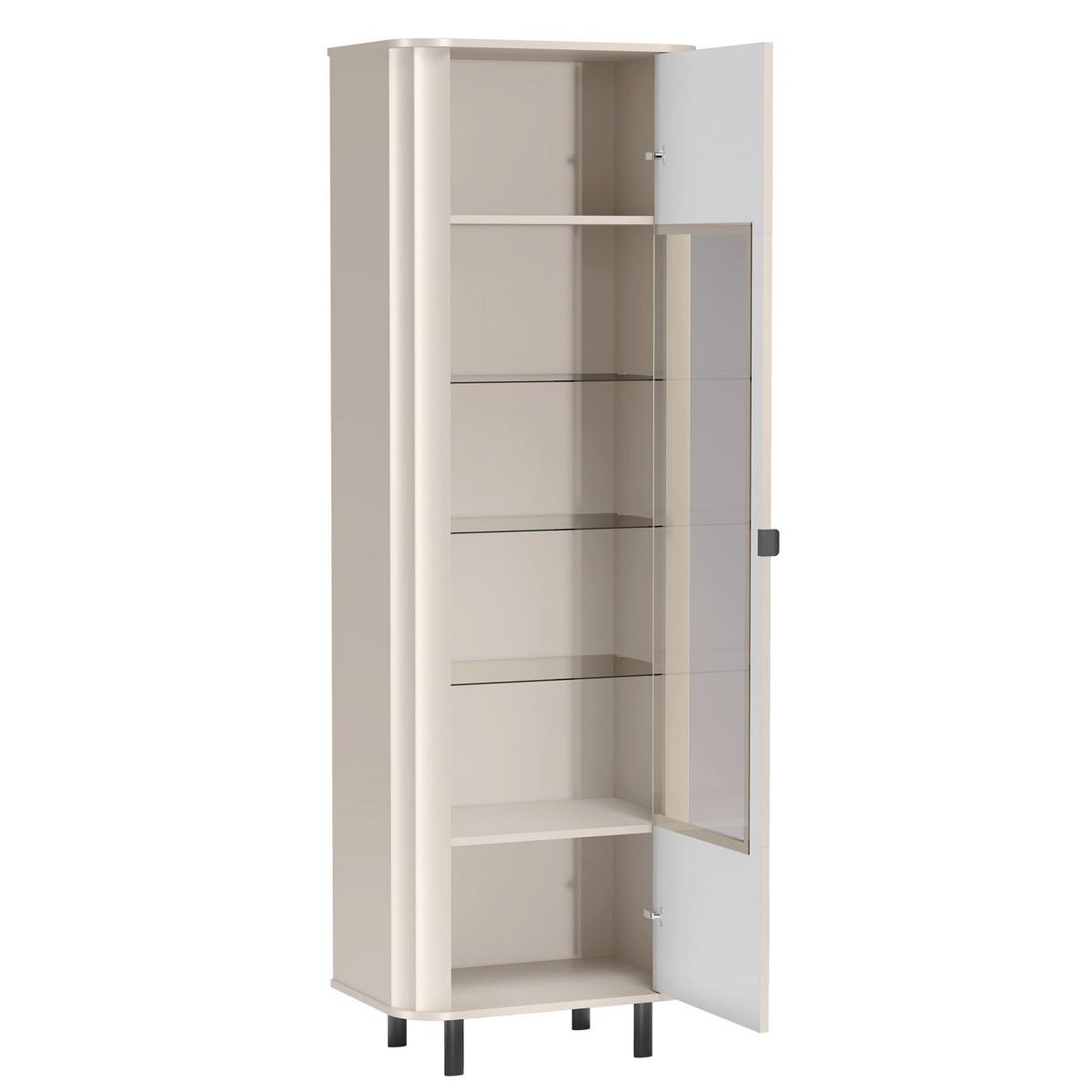 VITRINE Novado Kaschmirgrau 98 cm - Taupe/Schwarz, Holzwerkstoff/Metall (98.3/155/40.5cm) - Selsey