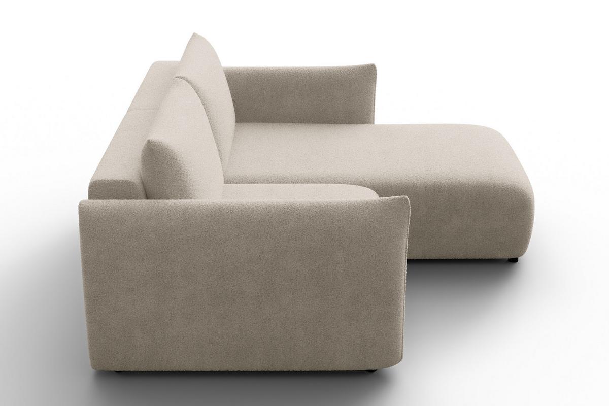 ECKSOFA TAUER 3-Sitzer RECHTS, Bouclé-Stoff beige - Beige/Schwarz, Holz/Textil (206/173cm) - Courtois Laville