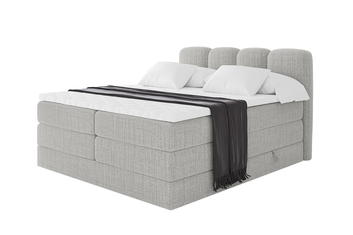 BOXBETT mit Matratze H3|H4 - NINA KING - 160x200 cm - Hellgrau - Hellgrau, Holzwerkstoff (160/200cm) - ALTDECOR