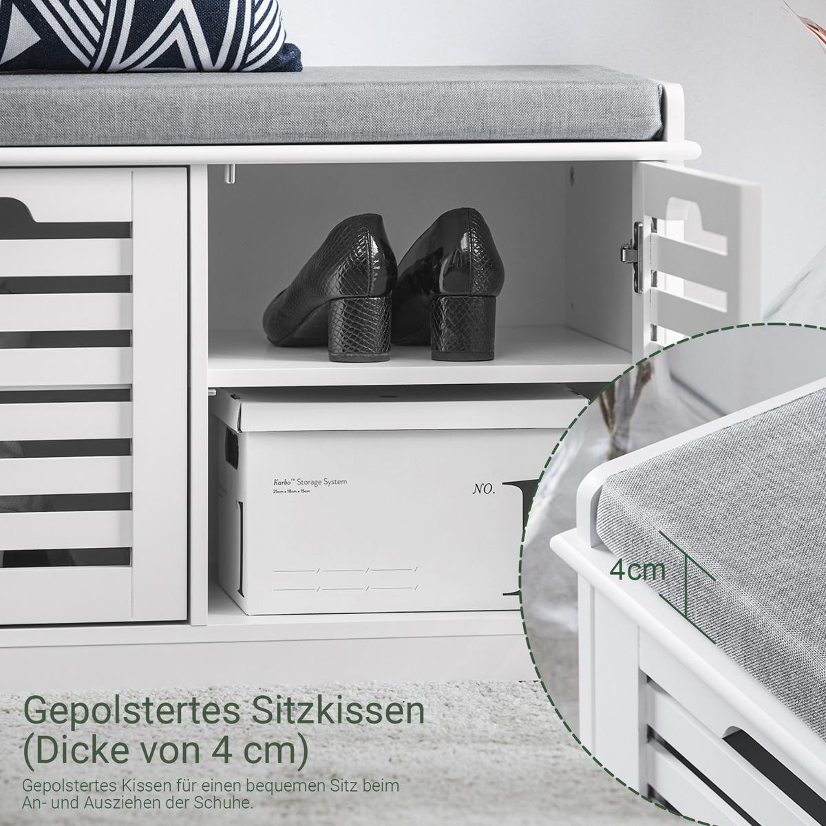 SCHUHBANK Weiß - Weiß, Holzwerkstoff (71/43/35cm) - SoBuy