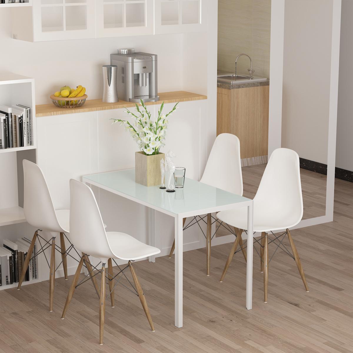 ESSTISCH Küchentisch für 4 Personen, Esszimmertisch für Küche Metall, Weiß - Weiß, Metall (120/60/75cm) - HOMCOM