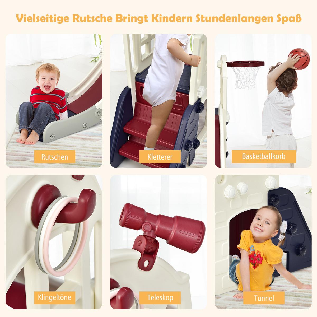 6-IN-1-RUTSCHE FÜR KINDER Blau - Blau, Kunststoff (190/98/83cm) - COSTWAY