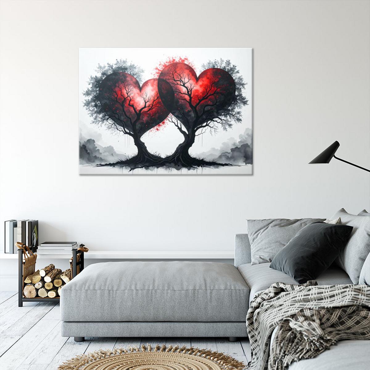 LEINWANDBILD Bäume aus dem Herzen 60x40cm - Schwarz, Textil (60/40cm) - Feeby