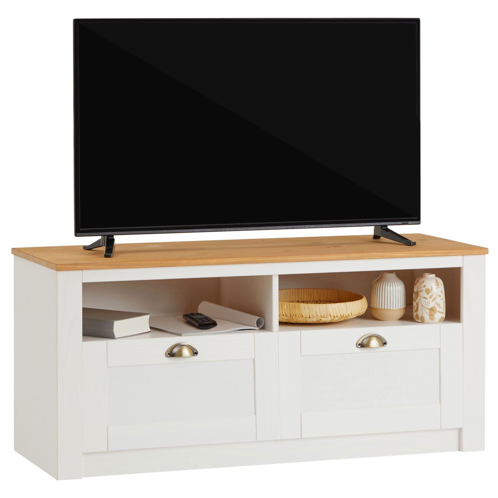 TV-LOWBOARD BOLTON weiß/braun - Weiß/Braun, Holz (110/50/40cm) - IDIMEX
