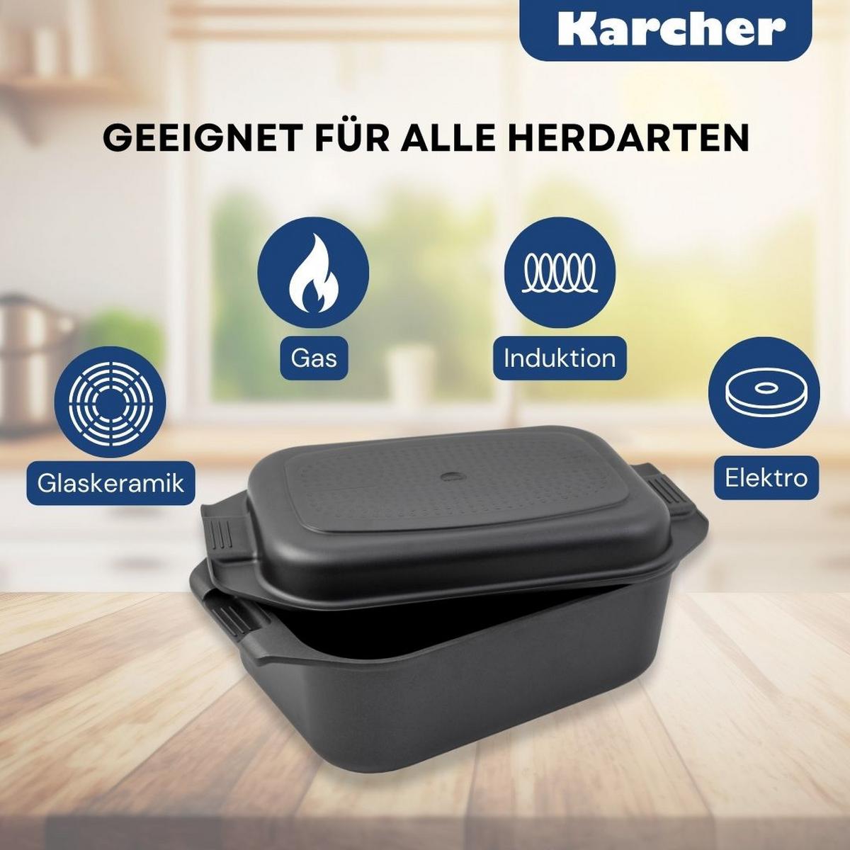 BRÄTER 2in1, Aluguss, Induktion, 8,7 Liter, Induktion, inkl. Topfhandschuhen - Schwarz, Metall (42/25.5/12cm) - Karcher