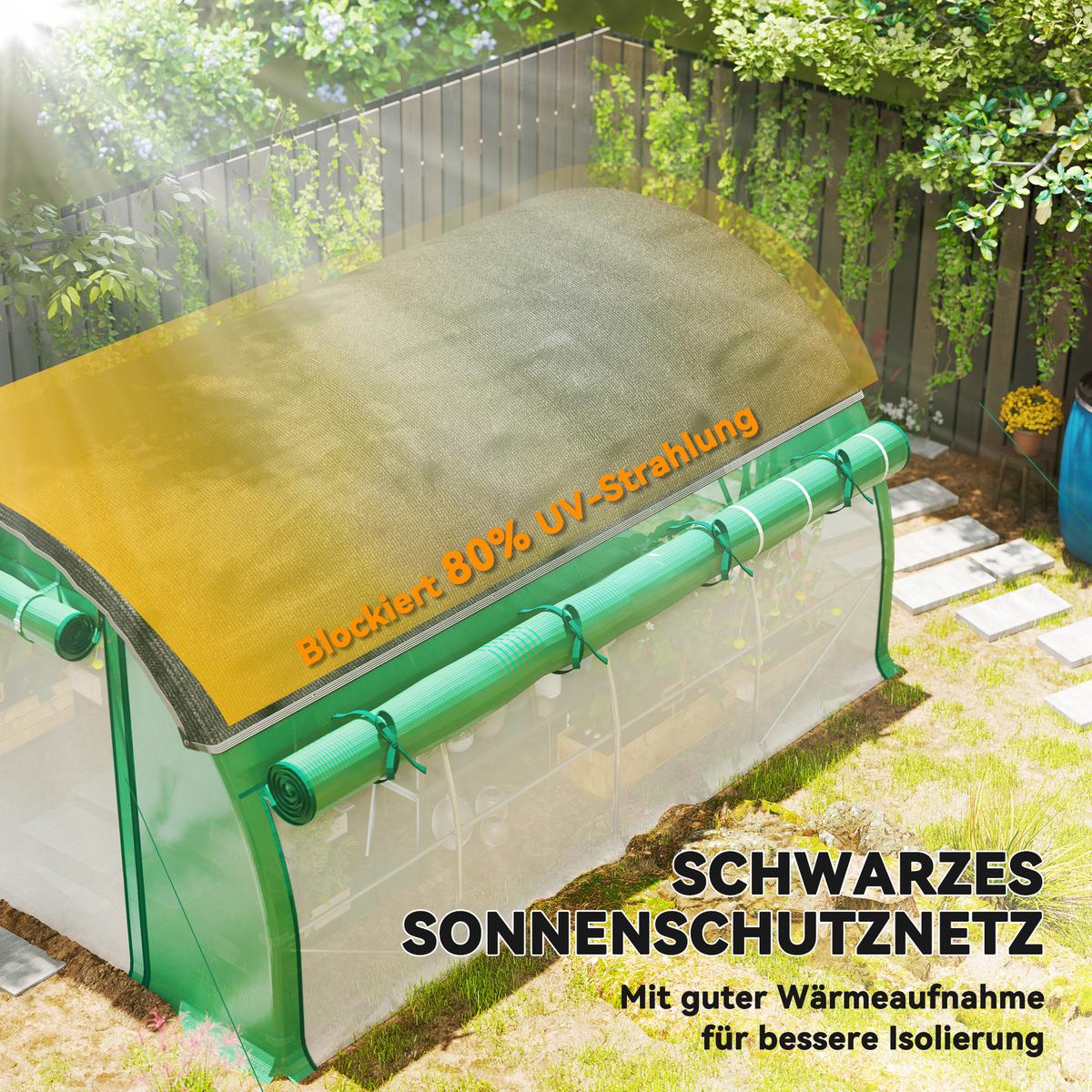 FOLIENTUNNEL, 400L x 300B x 198H cm - Grün, Kunststoff/Metall (300/198/400cm) - Outsunny