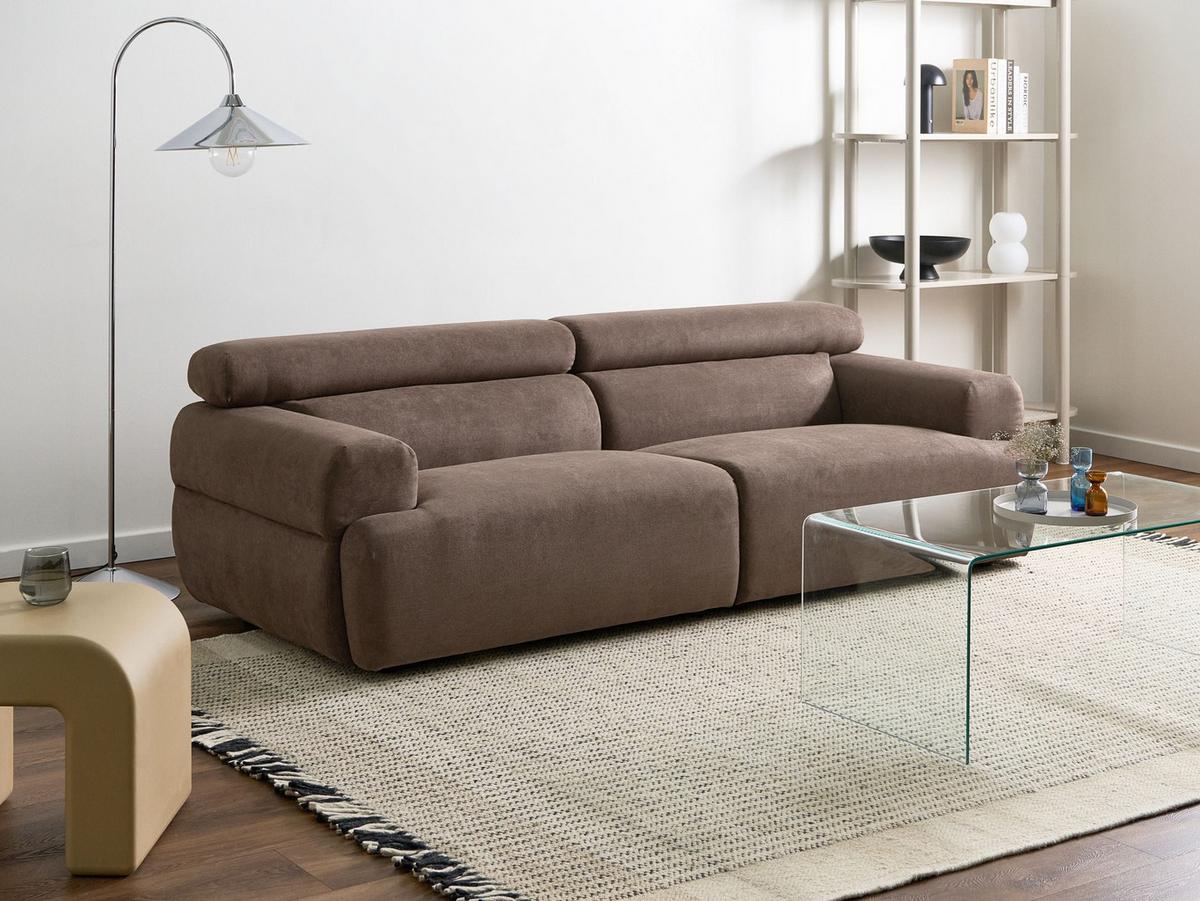 3-SITZER-SOFA Stoff Braun Hovden - Braun, Textil (210/69/95cm) - Beliani