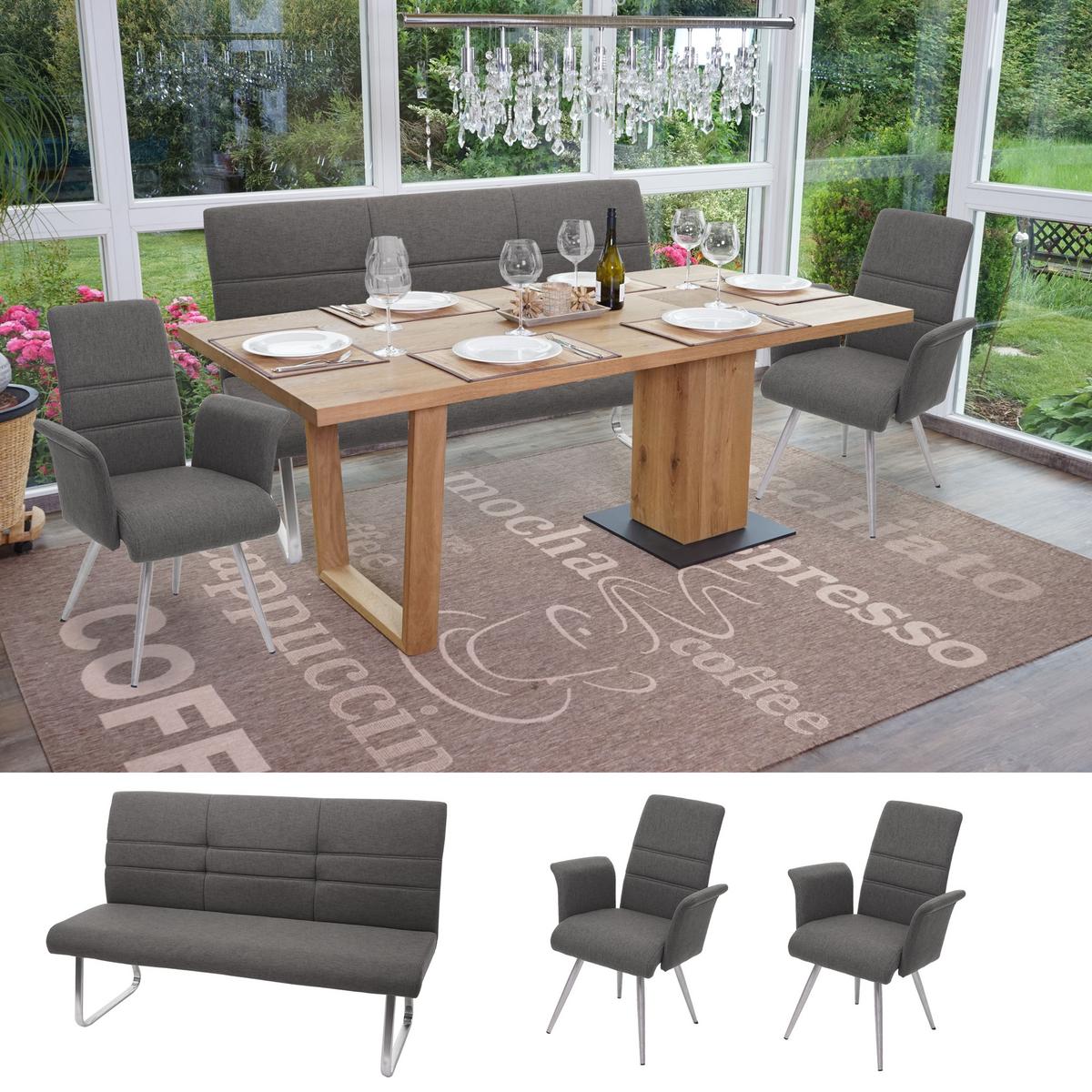 ESSZIMMER-SET Grau 2er-Set - Grau, Textil (180/99/68cm) - MCW