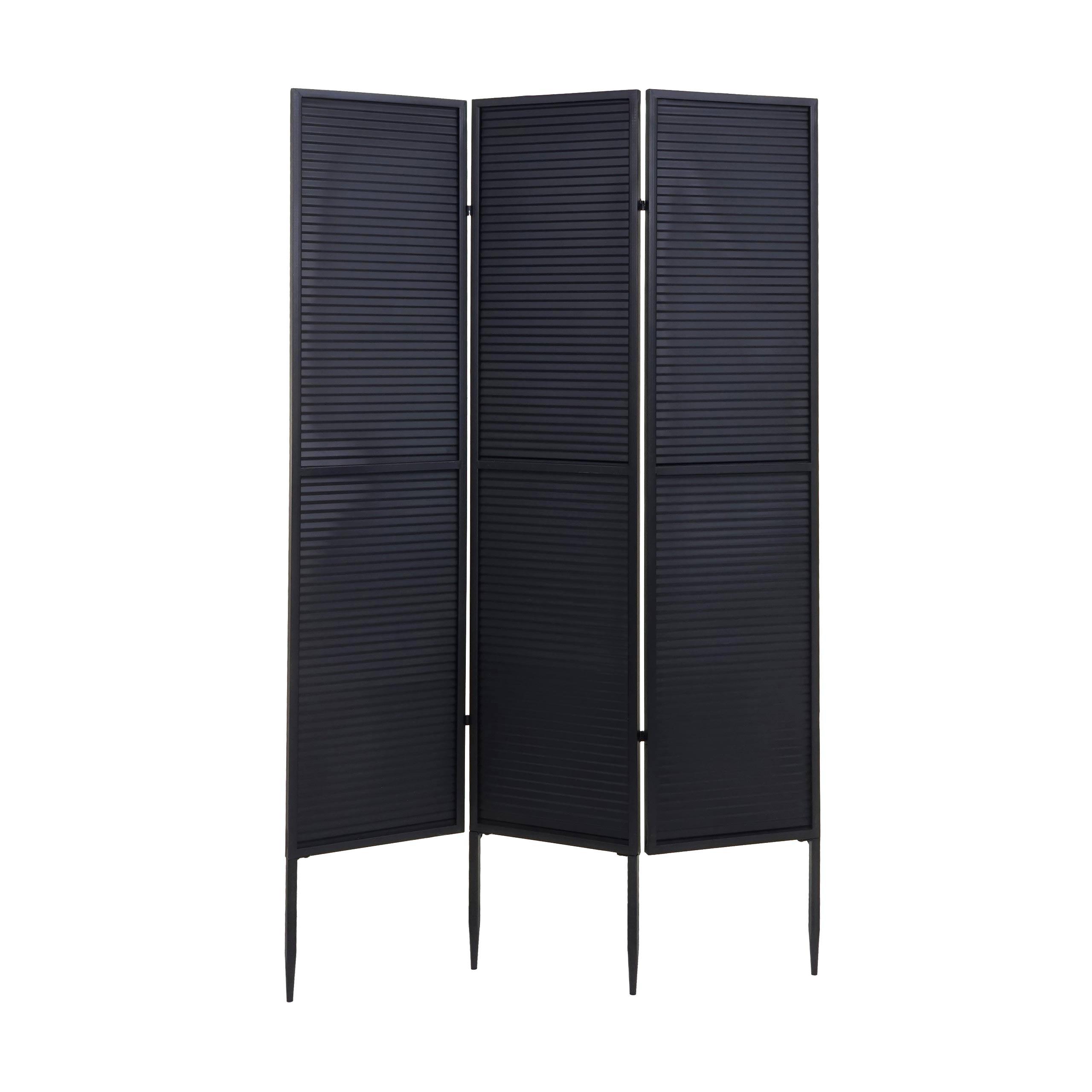 GARTEN-PARAVENT Schwarz - Schwarz, Metall (121/200/2cm) - MCW