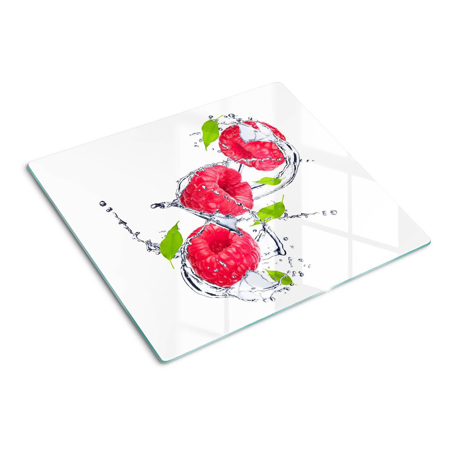GLASPLATTE 60x52 cm Himbeere und Wasser - Pink, Glas (60/0.4/52cm) - TULUP