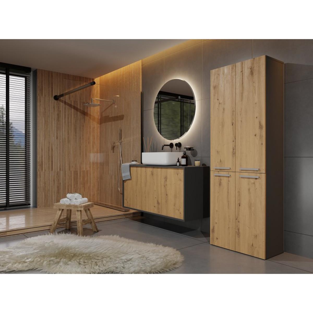 BADEZIMMERSCHRANK Anthrazit, Artisan 60/174/30 - Anthrazit, Holzwerkstoff (60/174/30cm) - RAUMHIRSCH FURNITURE