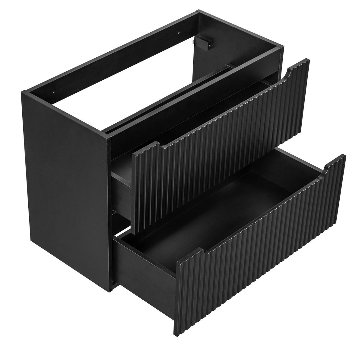 BADMÖBEL-SET Nova 2 Teile Schwarz Matt - 80 x 40 x 58 cm - Schwarz, Holz (80/58/40cm) - Badplaats
