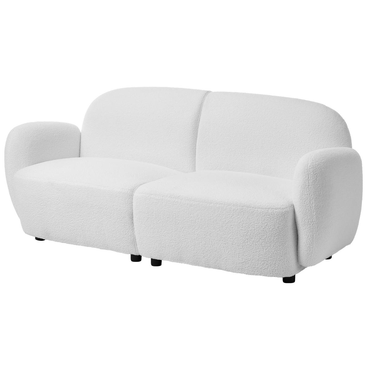 3-SITZER-SOFA Bouclé Weiß Jule - Schwarz/Weiß, Textil (183/77/82cm) - Beliani