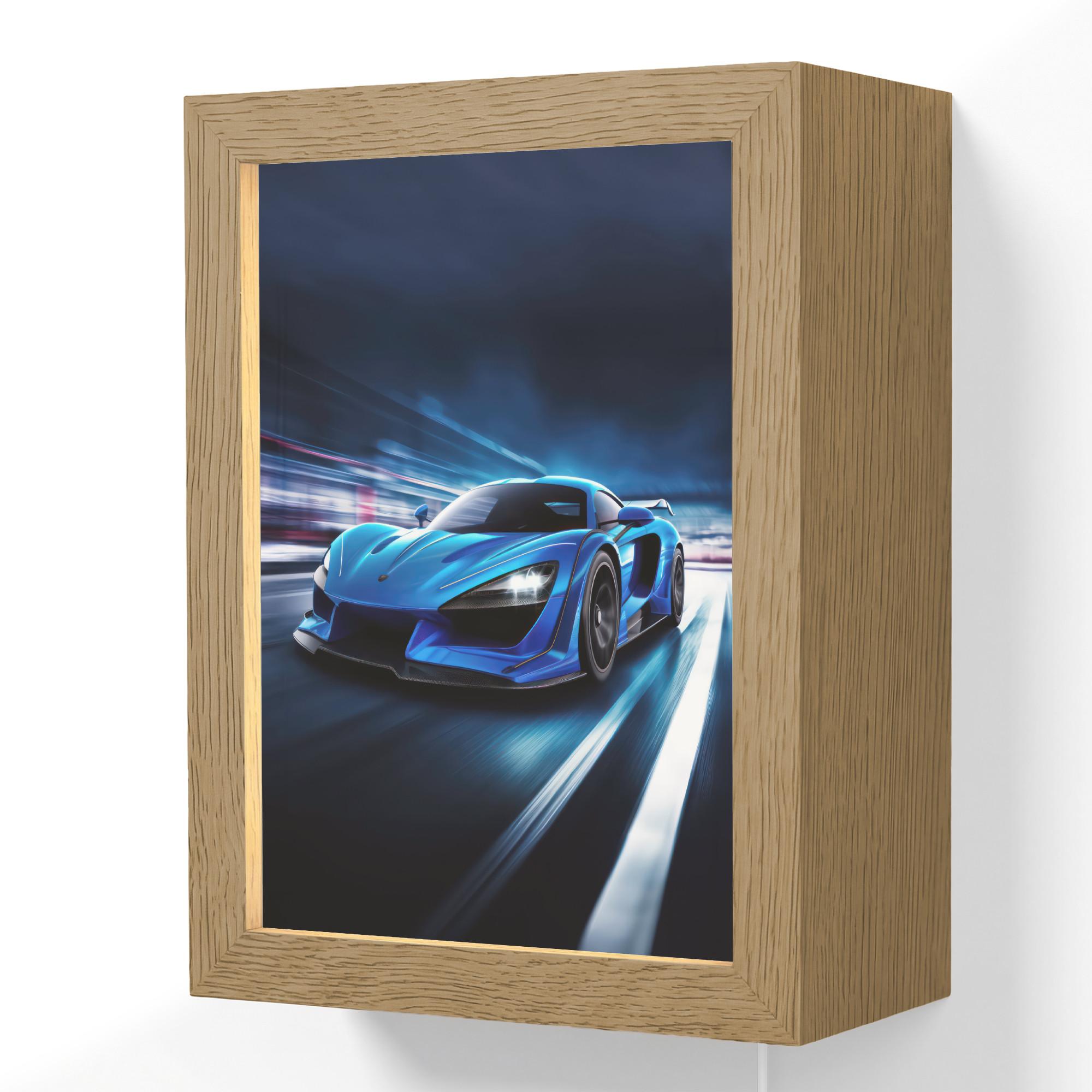 WANDLEUCHTE Auto - Blau - Jungen - Kind 15x20 cm - Blau, Holzwerkstoff (15/20/8cm) - OnlyWow
