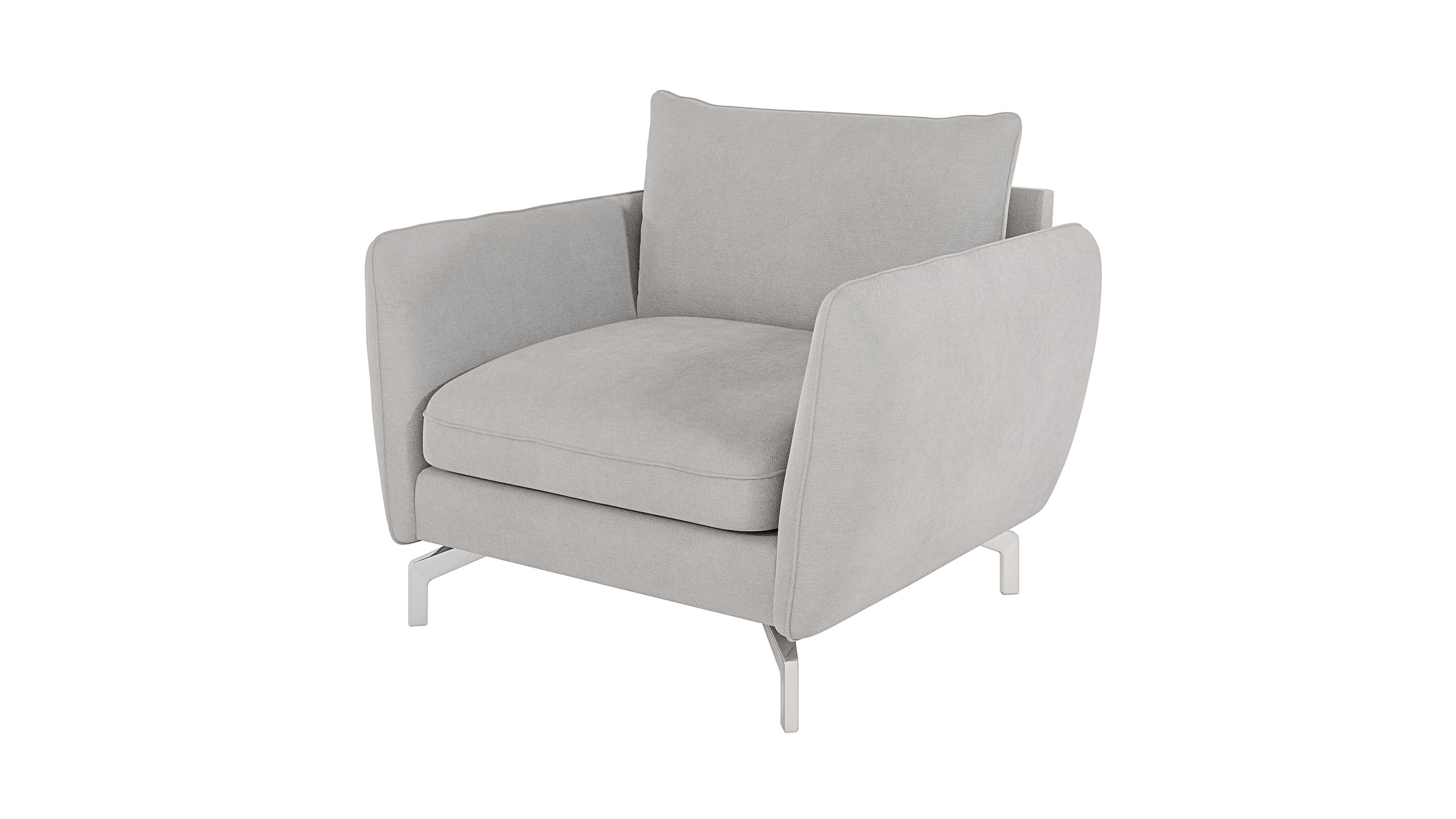 SESSEL Elou Silber Microfaser - Chromfarben/Silberfarben, Holz/Textil (103/87/92cm) - S-Style Möbel