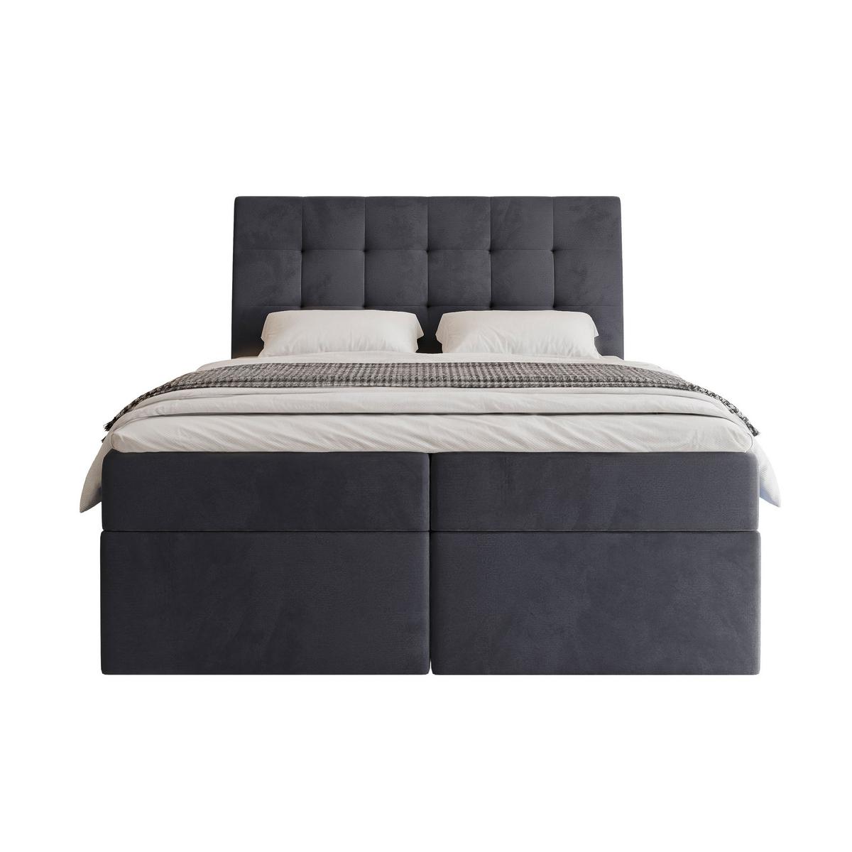 BOXBETT 160x200 cm mit Topper - Anthrazit, Textil (160/200cm) - Idohome