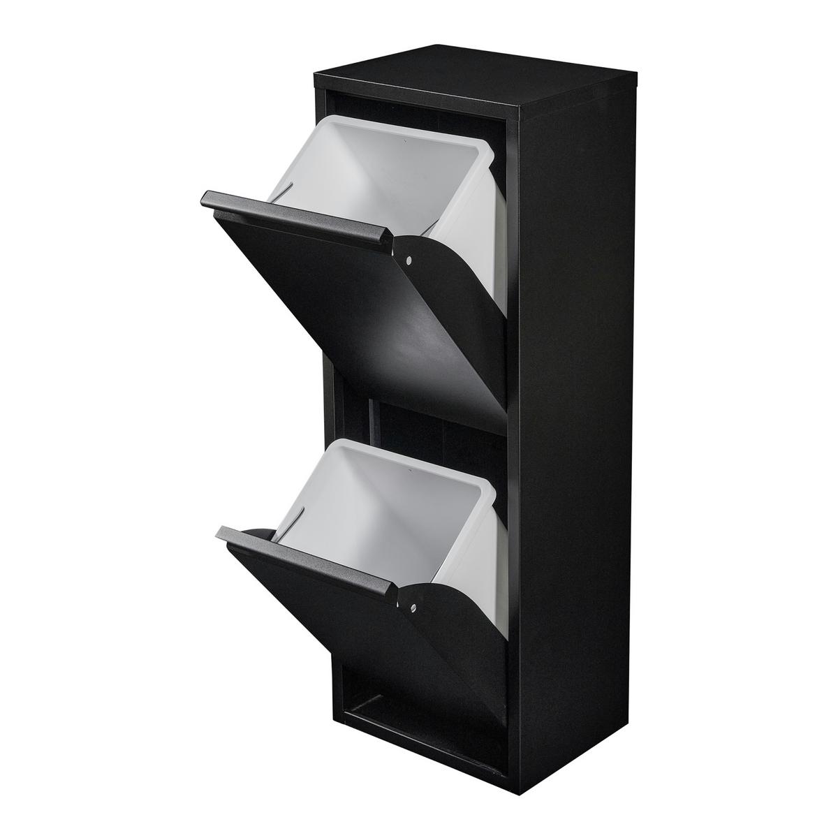 MÜLLTRENNSCHRANK Sollentuna - Schwarz, Kunststoff/Metall (33/93/25cm) - [en.casa]