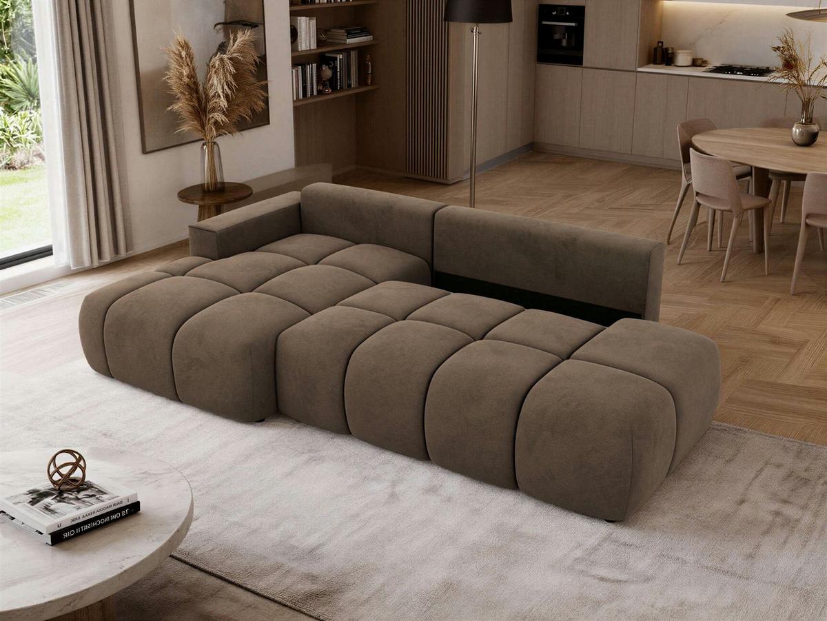 ECKSOFA LORAN L Braun Velvet - Links - Schwarz/Braun, Kunststoff/Textil (170/292cm) - MKS