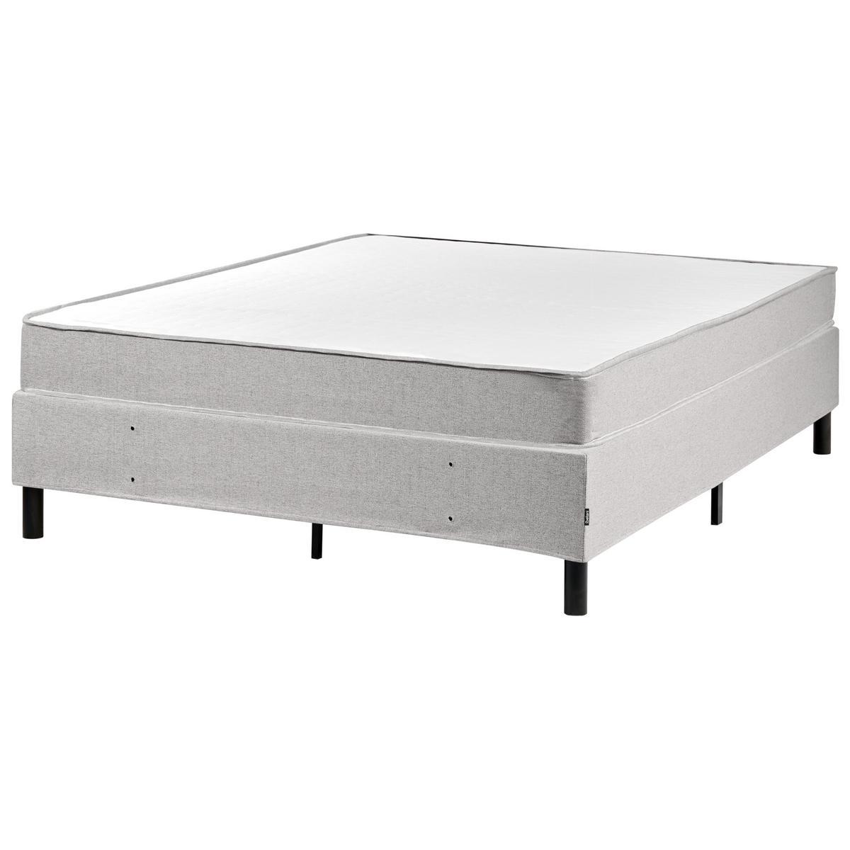 BOXSPRINGBETT ohne Kopfteil 140/200 cm Stoff Hellgrau Countess - Hellgrau, Textil (140/200cm) - Beliani
