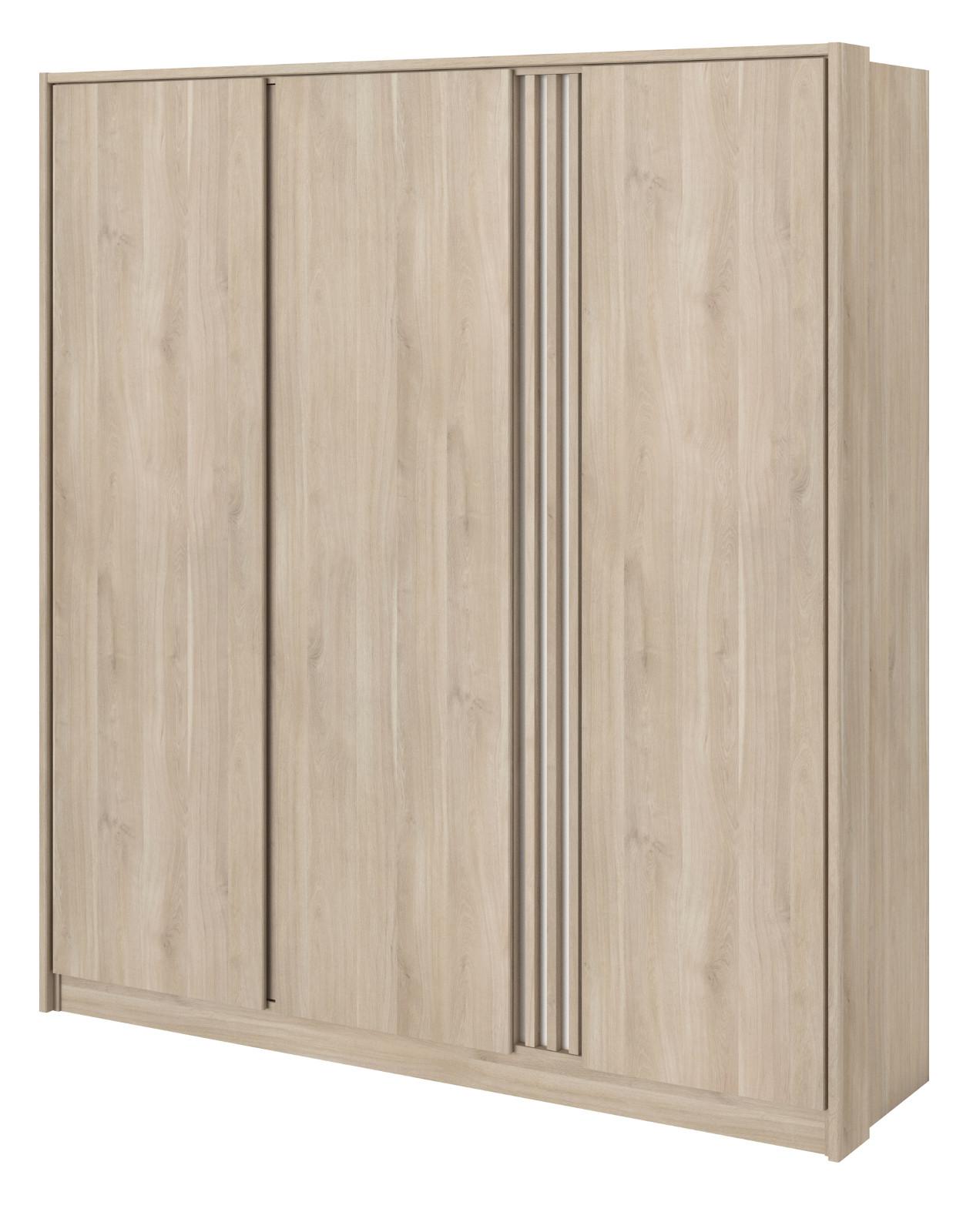 KLEIDERSCHRANK Eiche japanisch, Drehtürenschrank 3-türig 185 cm - Eichefarben, Holzwerkstoff/Metall (185/203/52.5cm) - Parisot Meuble