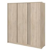 KLEIDERSCHRANK Eiche japanisch, Drehtürenschrank 3-türig 185 cm - Eichefarben, Holzwerkstoff/Metall (185/203/52.5cm) - Parisot Meuble