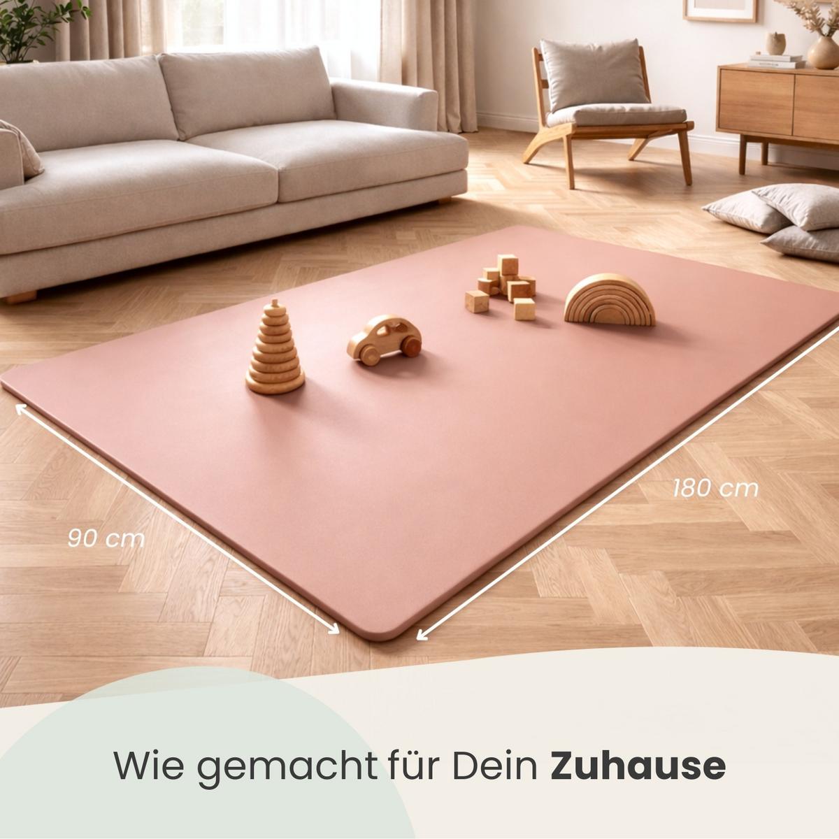 SPIELMATTE mit Rand - 180/90/1 cm Puzzlematte Rosa - Rosa, Kunststoff (30/30cm) - Littletom