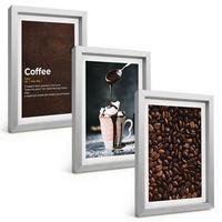 BILDER SET 3er Set - 20x30 cm Silberner Rahmen - Kaffeegetränk mit Schlagsahne - Silberfarben, Kunststoff (20/30cm) - TULUP