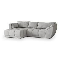 ECKSOFA ORENTI L-S Hellgrau Velours-Stoff mit Schlaffunktion - Hellgrau, Holz (287/182cm) - MASSENO