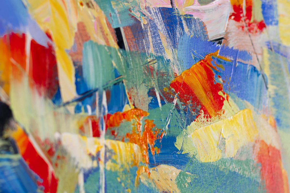 ACRYLBILD HANDGEMALT 80/80 cm - Blau/Multicolor, Holz/Textil (80/80cm) - KUNSTLOFT