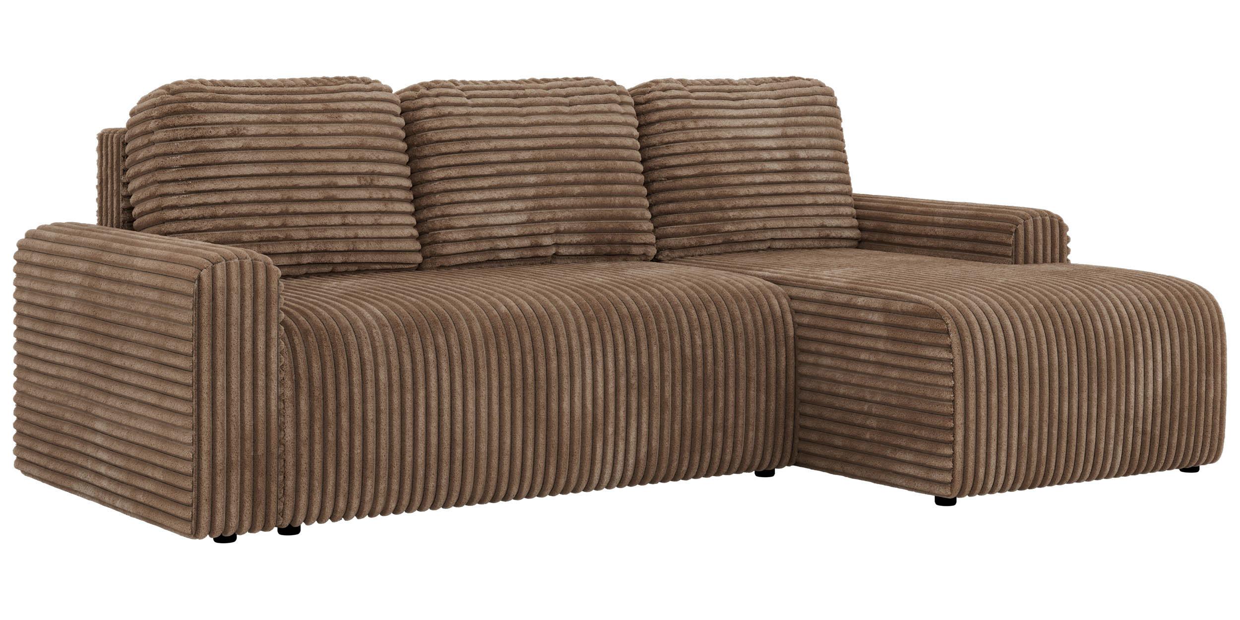 ECKSOFA NESSARO L Braun Cord - Rechts Seite - Schwarz/Braun, Kunststoff/Textil (151/244cm) - MKS
