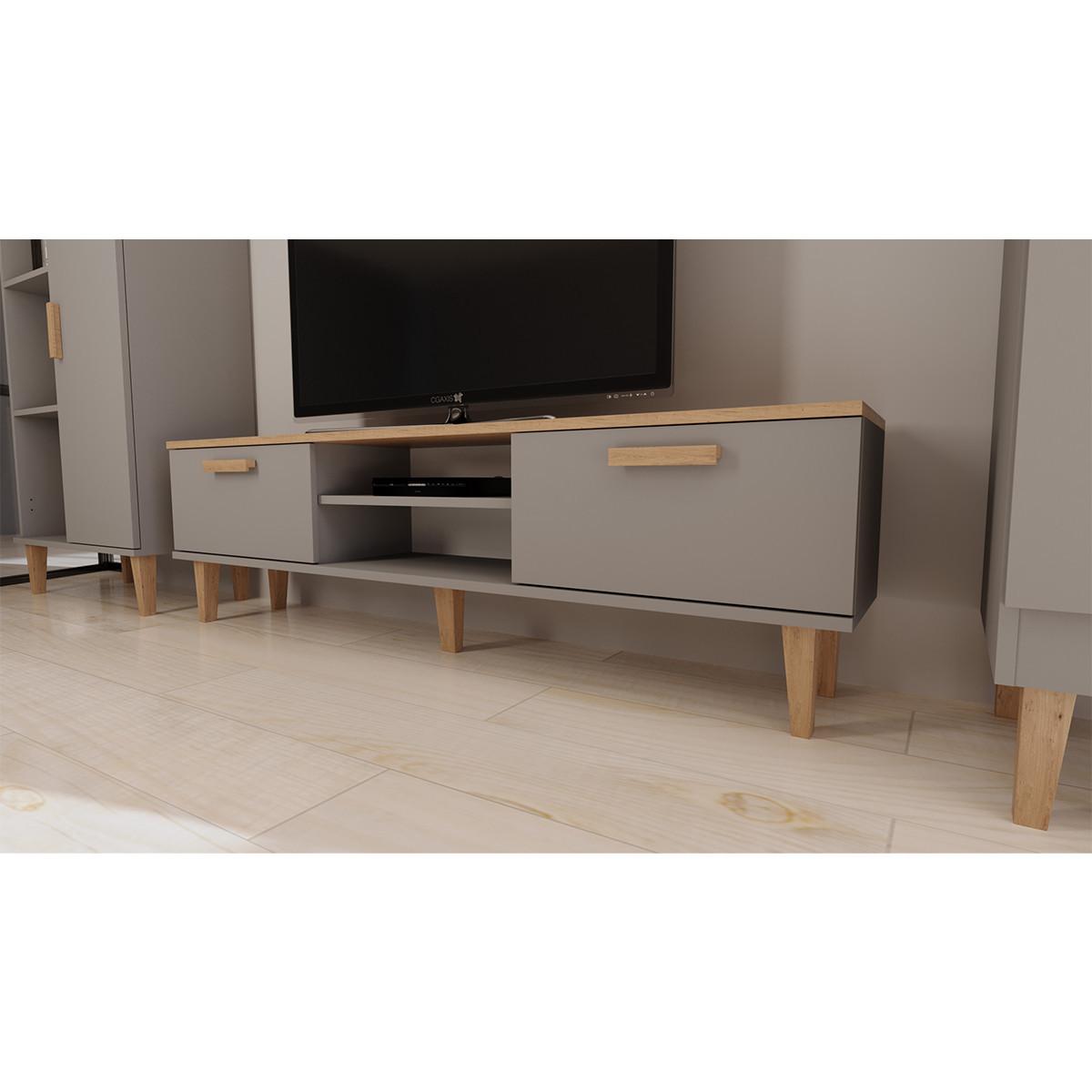 TV-MÖBEL Denver Grau - Grau, Holzwerkstoff (35/47/160cm) - Petits-meubles