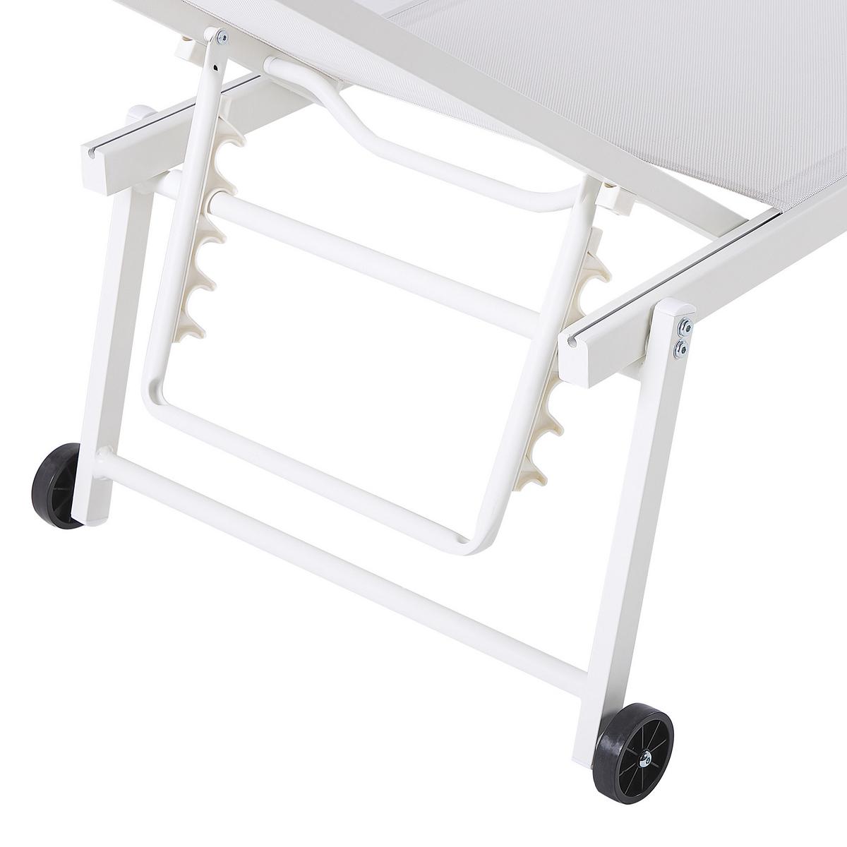 GARTENLIEGE Weiß Portofino - Weiß, Metall (198/107/65cm) - Beliani